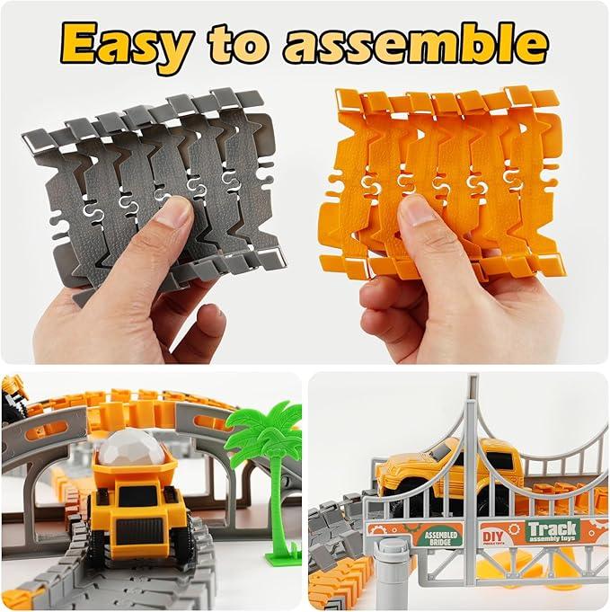 Race Track Playset for Boys | 220+ Pc Construction Cars Toy for Ages 3-7 - Logan's Toy Chest