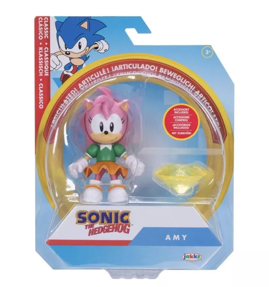 Sonic The Hedgehog Classic Amy 4" Action Figure with Yellow Chaos Emerald