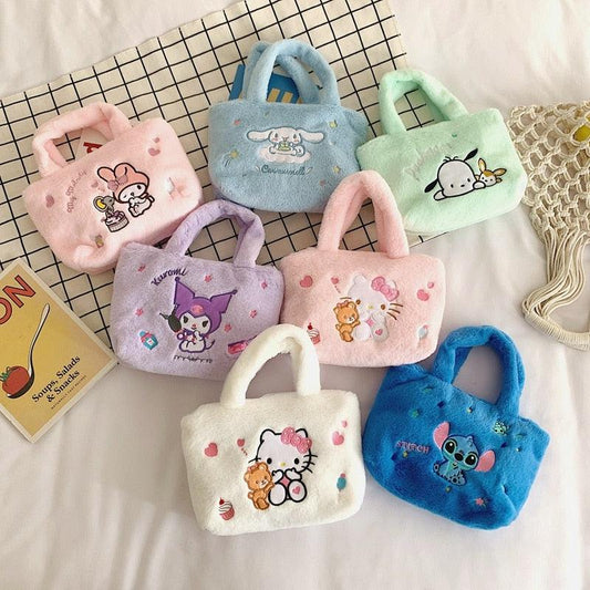 Sanrio Hello Kitty Bag Plush Cinnamoroll Melody Kuromi Kawaii Handbag - Logan's Toy Chest