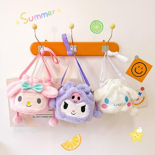 Sanrio Kawaii Cinnamoroll Plush My Melody Kuromi Plushie Fashion Shoulder Bag - Logan's Toy Chest