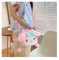 Sanrio Kawaii Cinnamoroll Plush My Melody Kuromi Plushie Fashion Shoulder Bag - Logan's Toy Chest