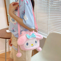 Sanrio Kawaii Cinnamoroll Plush My Melody Kuromi Plushie Fashion Shoulder Bag - Logan's Toy Chest