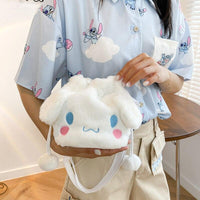 Sanrio Kawaii Cinnamoroll Plush My Melody Kuromi Plushie Fashion Shoulder Bag - Logan's Toy Chest