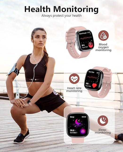 Smartwatch Pink – 1.72" Fitness Tracker, Bluetooth Call, IP68 Waterproof - Logan's Toy Chest