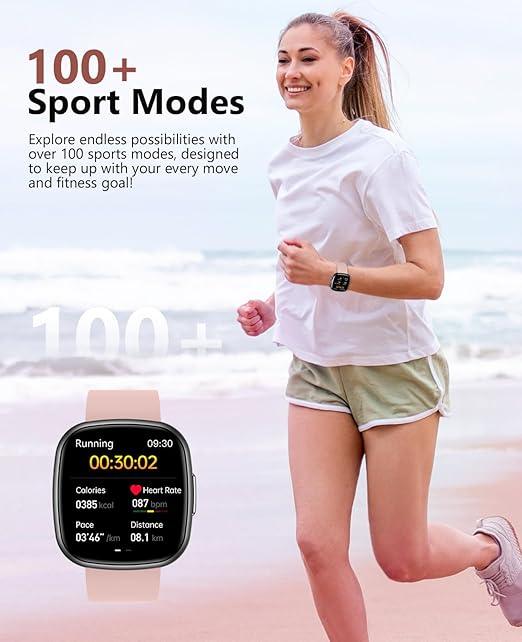 Smartwatch Pink – 1.72" Fitness Tracker, Bluetooth Call, IP68 Waterproof - Logan's Toy Chest