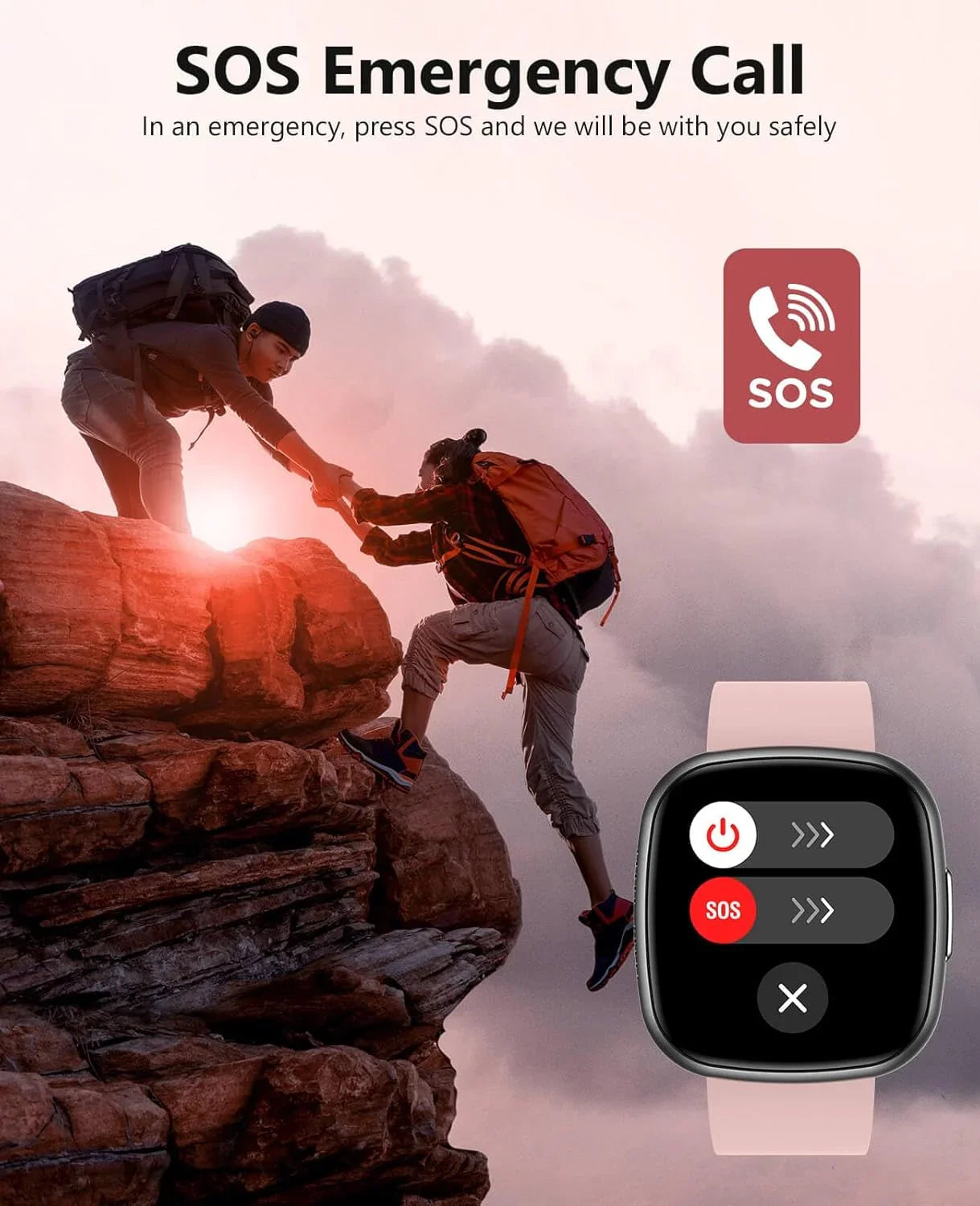 Smartwatch Pink – 1.72" Fitness Tracker, Bluetooth Call, IP68 Waterproof - Logan's Toy Chest