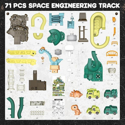 SMILESSKIDDO 73 PCS Dinosaur Car Tracks, Music & Lights, Construction Toys - Logan's Toy Chest