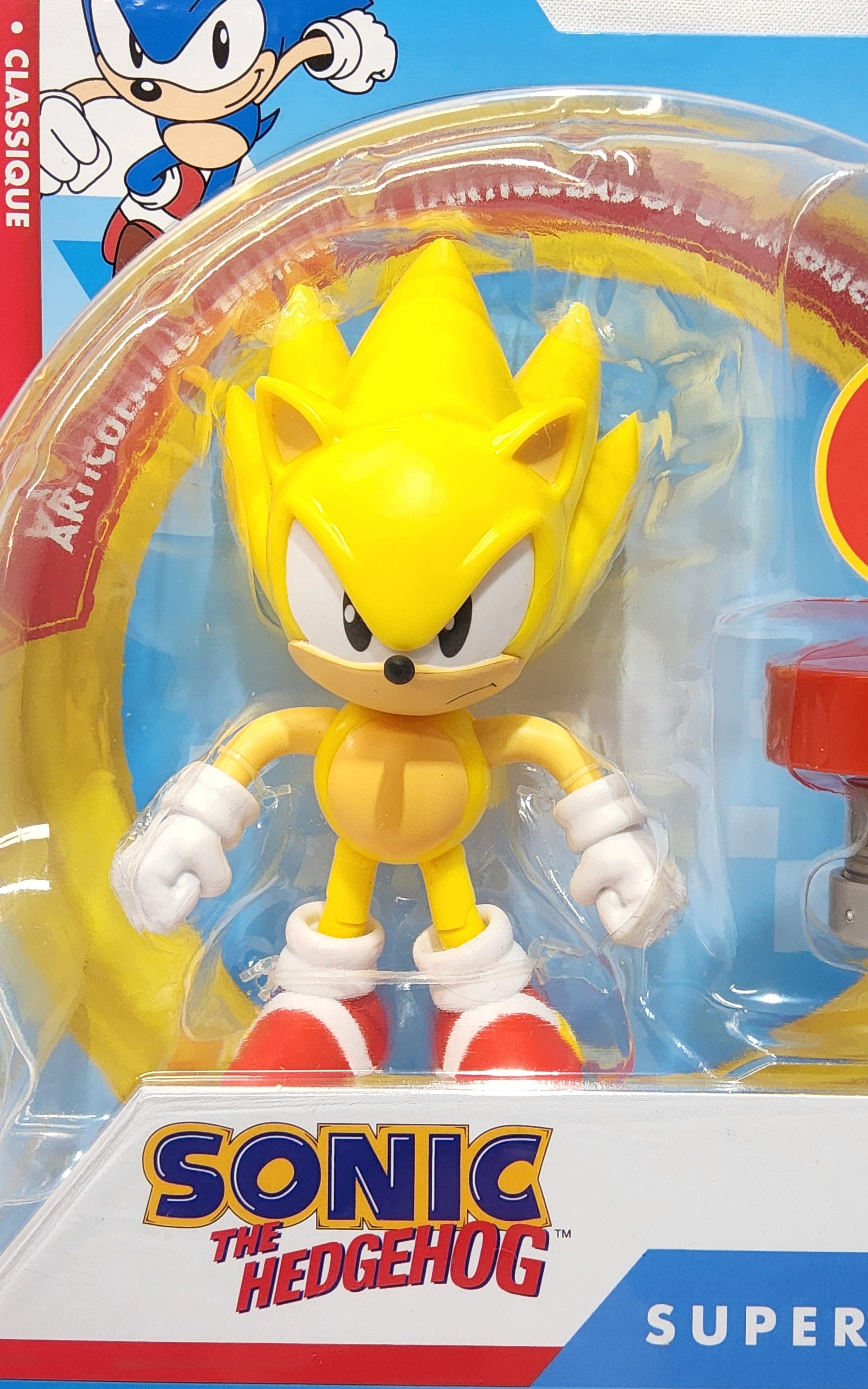 Sonic the Hedgehog Classic Super Sonic 4" Action Figure with Star Spring - Logan's Toy Chest