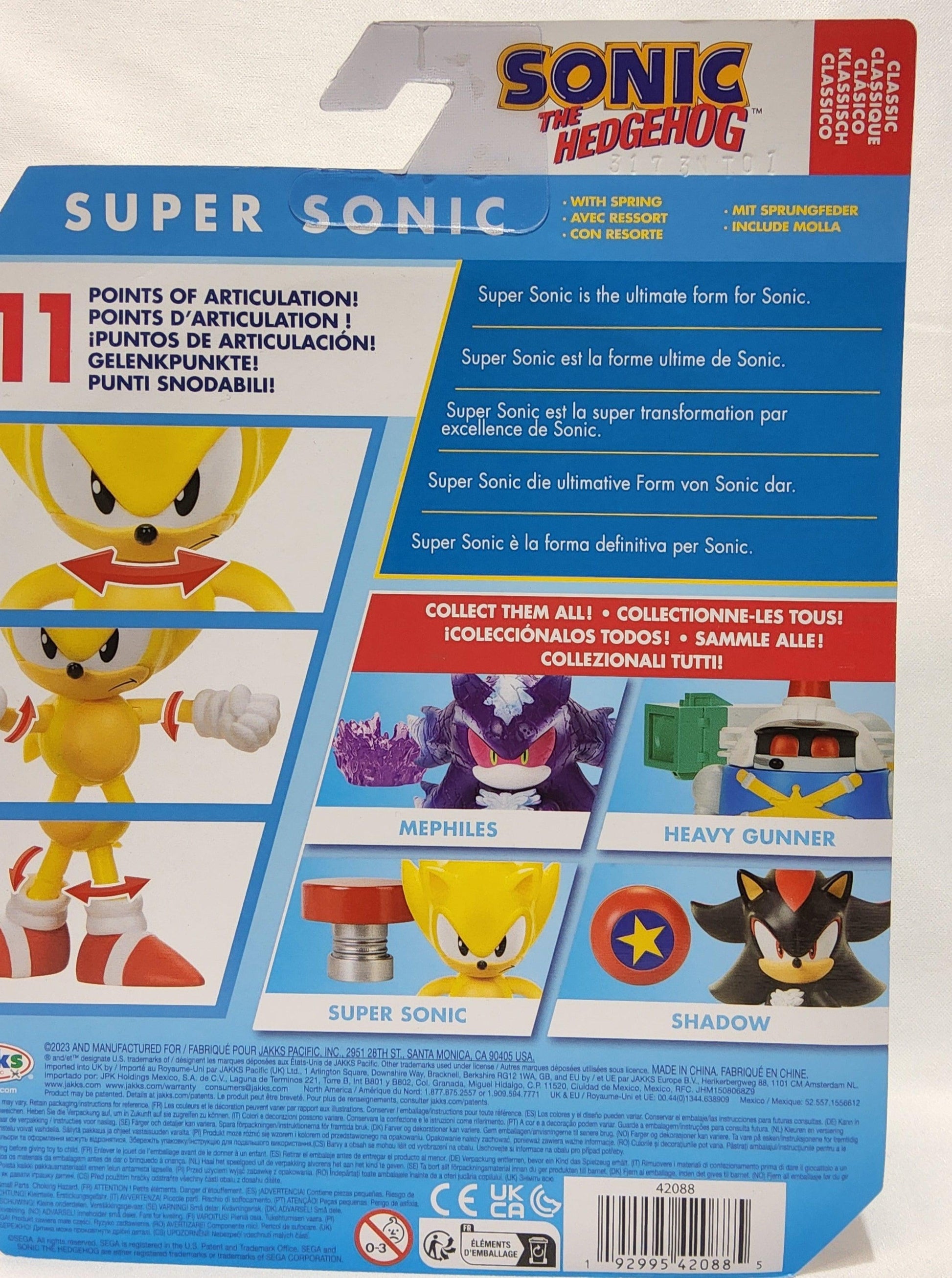 Sonic the Hedgehog Classic Super Sonic 4" Action Figure with Star Spring - Logan's Toy Chest