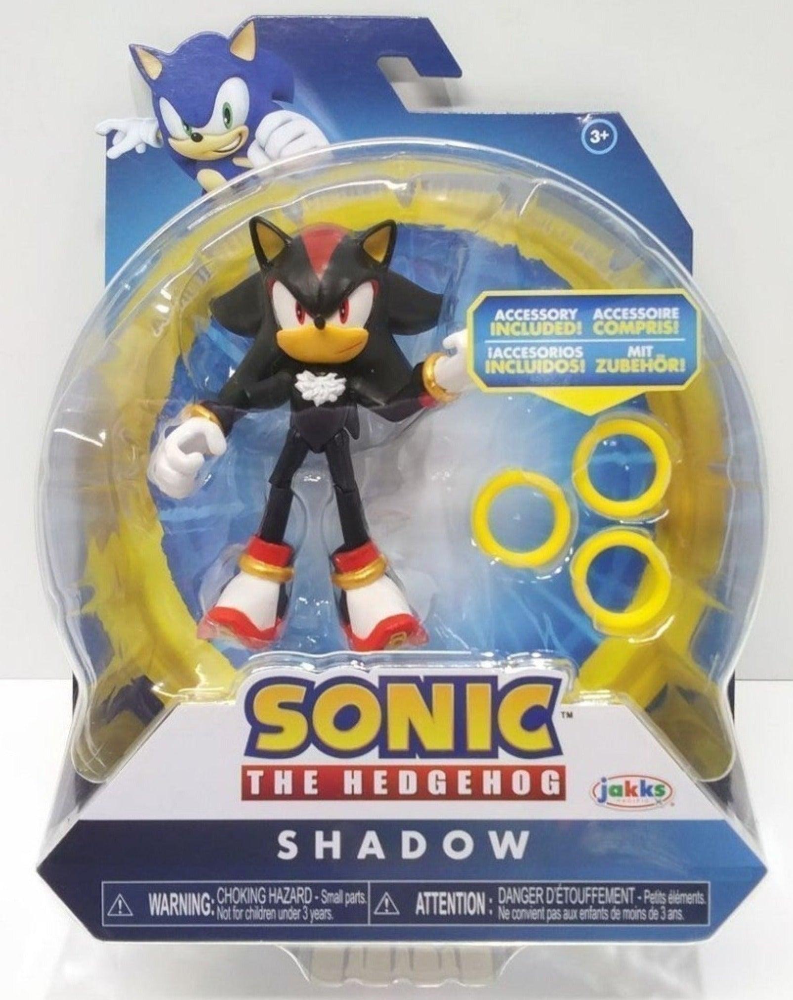 Sonic The Hedgehog SHADOW 4" Inch With 3 Gold Rings Jakks Pacific 2022 - Logan's Toy Chest