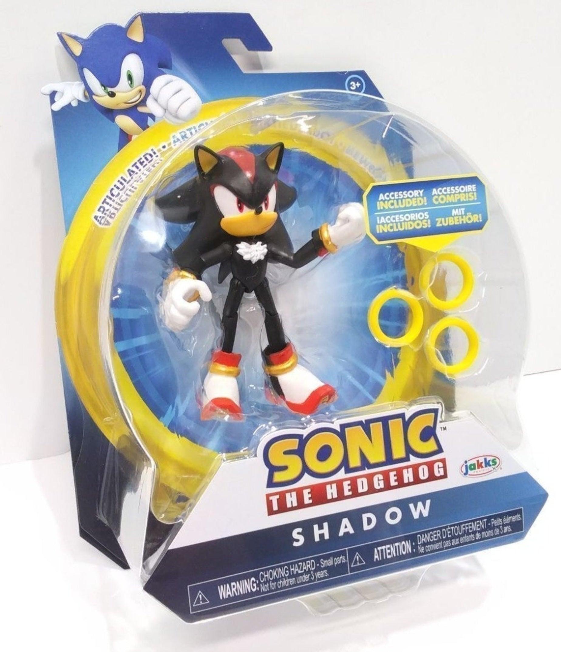 Sonic The Hedgehog SHADOW 4" Inch With 3 Gold Rings Jakks Pacific 2022 - Logan's Toy Chest