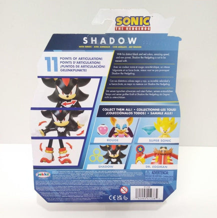 Sonic The Hedgehog SHADOW 4" Inch With 3 Gold Rings Jakks Pacific 2022 - Logan's Toy Chest