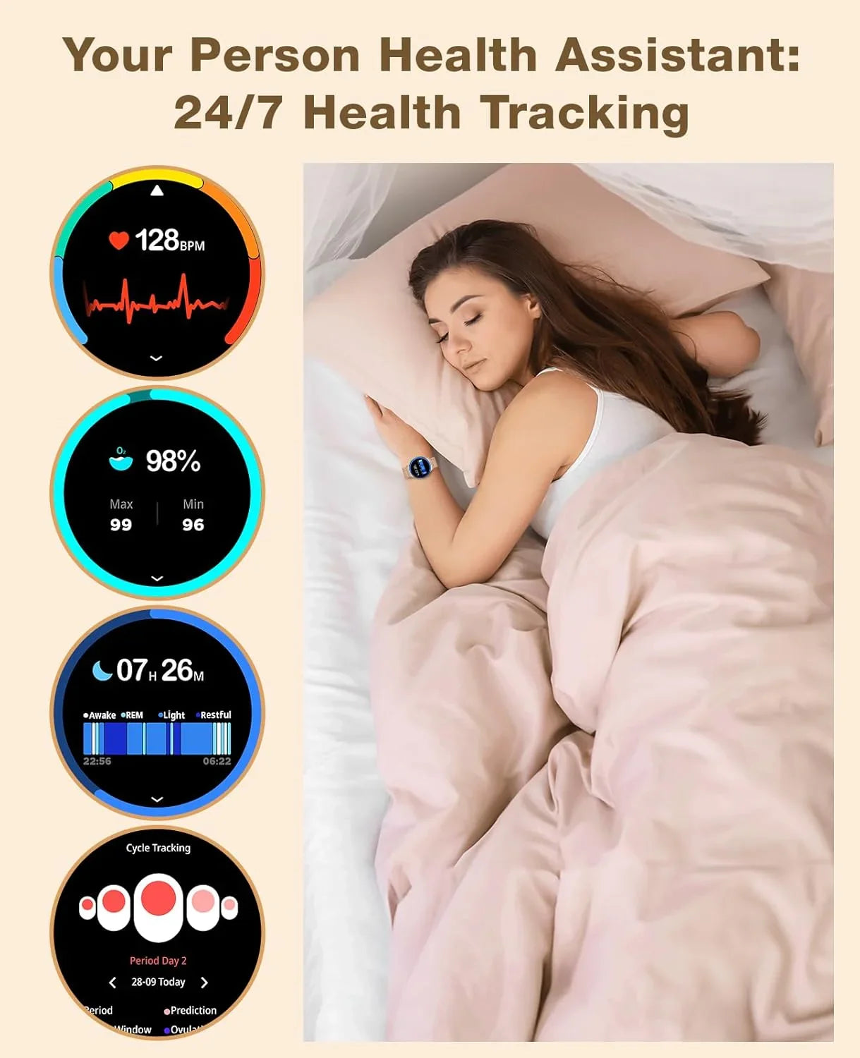 SOUYIE Smartwatch for Women with Bluetooth Calls, AMOLED Display - Logan's Toy Chest