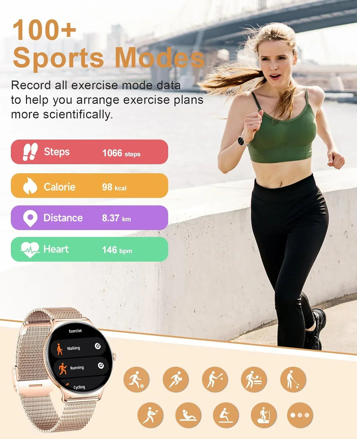 SOUYIE Smartwatch for Women with Bluetooth Calls, AMOLED Display - Logan's Toy Chest