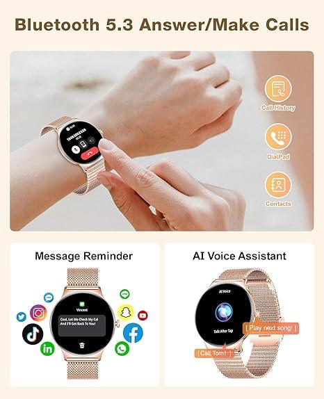 SOUYIE Smartwatch for Women with Bluetooth Calls, AMOLED Display - Logan's Toy Chest