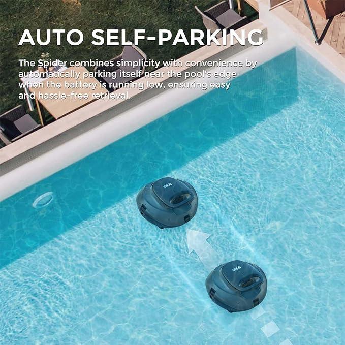 Spider Cordless Pool Cleaner – 90 Min Runtime, Dual Motors, Self-Parking - Logan's Toy Chest