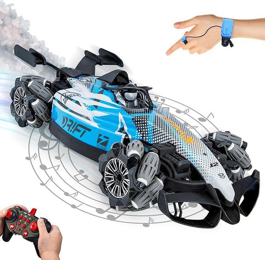 Sunnydaze Stunt RC Car –Gesture Sensing, 360° Spins, Lights & Steam Effects - Logan's Toy Chest