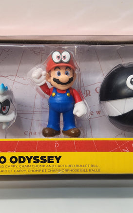 Super Mario Odyssey Captured Goomba, Cappy, Mario & Cappy, Chain Chomp & Captured Bullet Bill - Logan's Toy Chest