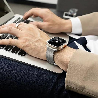 Titanium Magnetic Apple Watch Band 49mm-38mm - Adjustable Metal Strap - Logan's Toy Chest