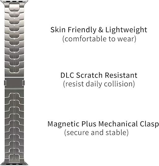 Titanium Magnetic Apple Watch Band 49mm-38mm - Adjustable Metal Strap - Logan's Toy Chest