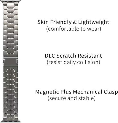 Titanium Magnetic Apple Watch Band 49mm-38mm - Adjustable Metal Strap - Logan's Toy Chest