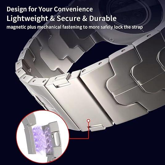 Titanium Magnetic Apple Watch Band 49mm-38mm - Adjustable Metal Strap - Logan's Toy Chest