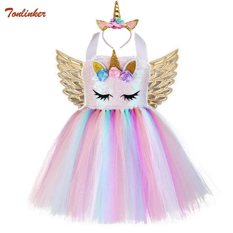 Tonlinker Girls Unicorn Costume - LED Sequin Tutu Dress - Logan's Toy Chest