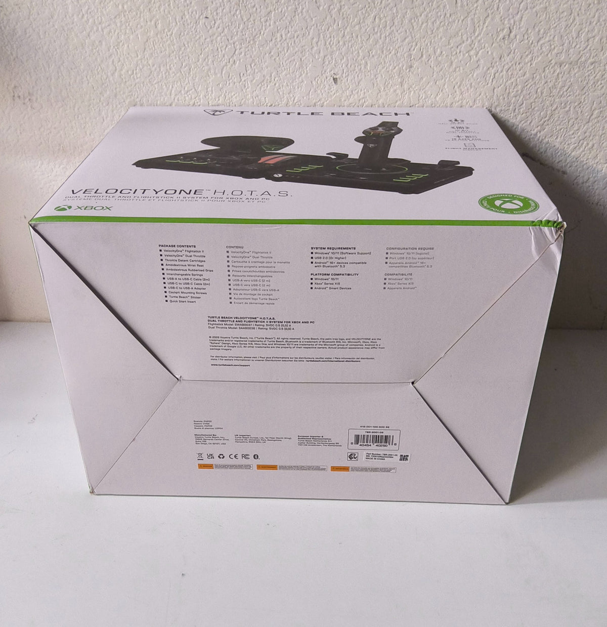 Turtle Beach VelocityOne H.O.T.A.S. retail box bottom and package details