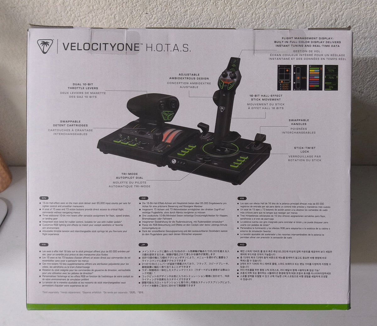 Turtle Beach VelocityOne H.O.T.A.S. retail box back with features