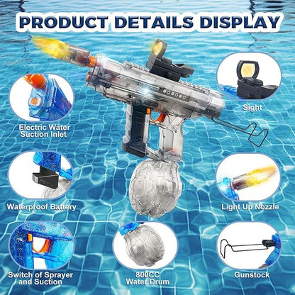 Upgraded Electric Water Gun w/ LED Light, 800ML, 32FT Range – Summer Toy - Logan's Toy Chest