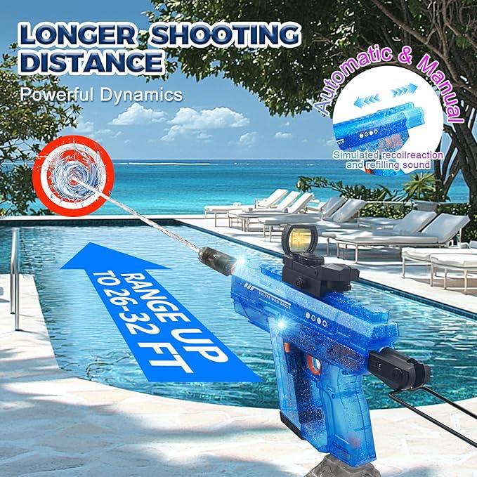 Upgraded Electric Water Gun w/ LED Light, 800ML, 32FT Range – Summer Toy - Logan's Toy Chest