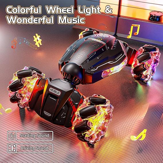 Uregoio 4WD Gesture-Sensing RC Stunt Car – 360° Flips, Lights, Music, Red - Logan's Toy Chest