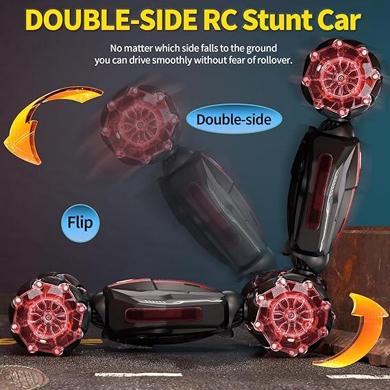 Uregoio 4WD Gesture-Sensing RC Stunt Car – 360° Flips, Lights, Music, Red - Logan's Toy Chest
