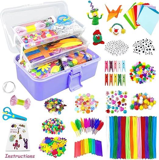 VLUSSO Kids DIY Craft Kit: 1600+ Arts Supplies, Portable Box, Ages 4-8 - Logan's Toy Chest