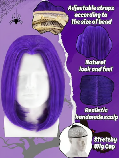 Women's Purple Anime Cosplay Costume Set w/ Cape, Wig, Belt, & Gloves - Hallowee - Logan's Toy Chest